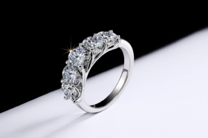 18K White Gold Ring Inlay Moissanite 5 Carats In All - Image 4