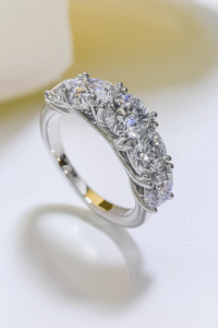 18K White Gold Ring Inlay Moissanite 5 Carats In All - Image 3