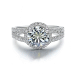 Solid Platinum PT950 Ring 2CT Brilliant Moissanite Ring - Image 2