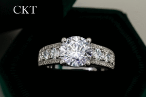 Solid 18K White Gold 3 Carats Moissanite Ring - Image 3