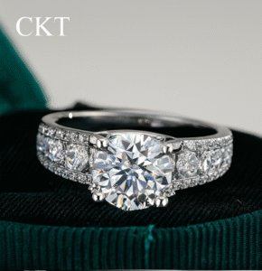 Solid 18K White Gold 3 Carats Moissanite Ring - Image 2