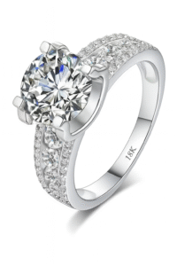 Solid 18K White Gold 3 Carats Moissanite Ring