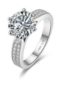 Solid 18K White Gold 3 Carats Moissanite Ring - Image 2