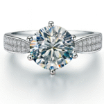 Solid 18K White Gold 3 Carats Moissanite Ring - Image 3