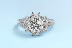 Solid Platinum PT950 Moissaniteb Ring - 2 Carats - Image 2