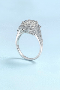 Solid Platinum PT950 Moissaniteb Ring - 2 Carats - Image 3