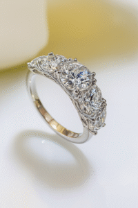 Super Luxury 18K Moissanite White Gold Ring 5 Carats Total - Image 2