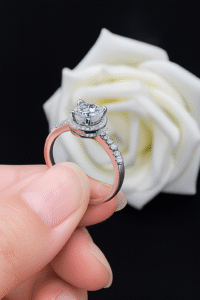 Solid Platinum PT950 2 Carats Heart Shape Moissanite Ring - Image 4