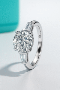 2 Carat Moissanite Halo 925 Sterling Silver Ring - Image 4