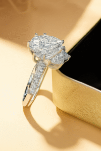 2 Carats  Oval Cut Moissanite Pure 925 Sterling Sliver Ring - Image 2