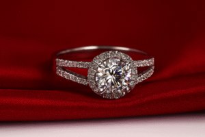 PT950 Platinum - Sunflower Design 2 Carat Moissanite Ring - Image 2