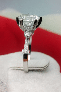 Solid Platinum PT950 Moissanite Ring 2 Carats - Image 2