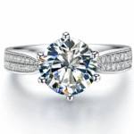 Solid Platinum PT950 Moissanite  Ring - Image 3