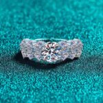 18K White Gold Ring Inlay Moissanite 5 Carats In All
