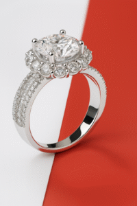 Silver Moissanite Ring D Color VVS1 3 Carats