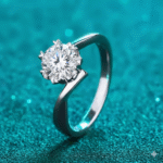 18K White Gold Ring Inlay Moissanite 5 Carats In All - Image 2