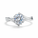 18K White Gold Ring Inlay Moissanite 5 Carats In All - Image 3