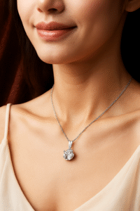 Silver Moissanite Necklace 5-Carat